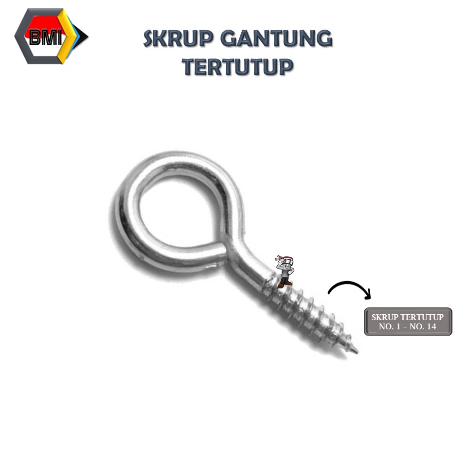 Hook Screw Close Head - Sekrup Gantung Tertutup