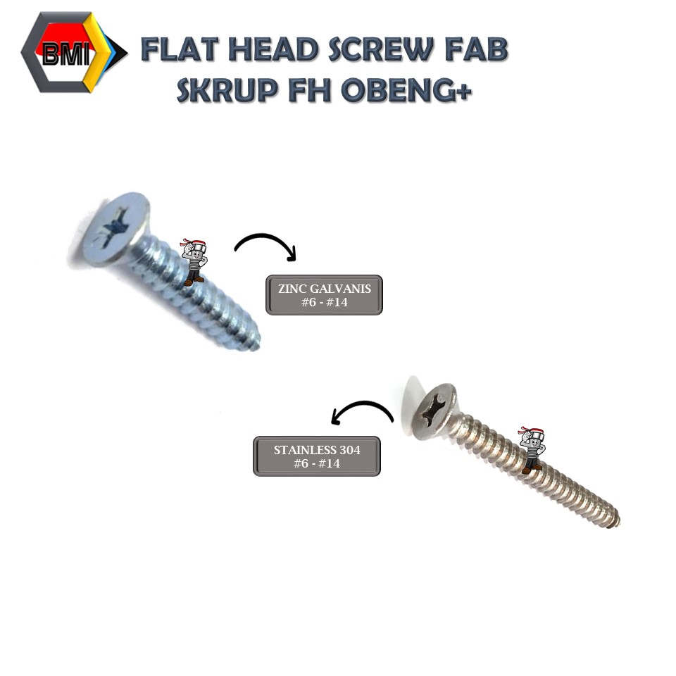 Flat Head Phillips Tapping Screw FAB+