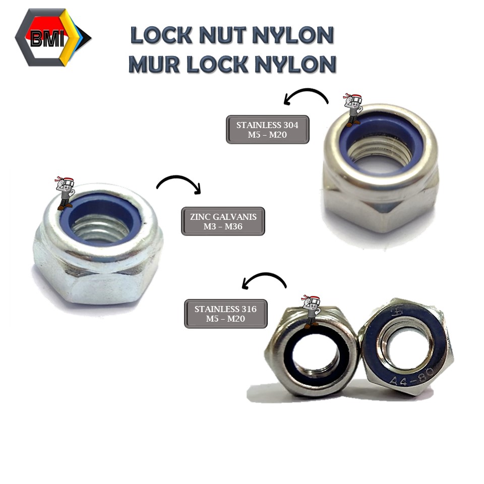 Lock Nut Mur Kunci Nylon