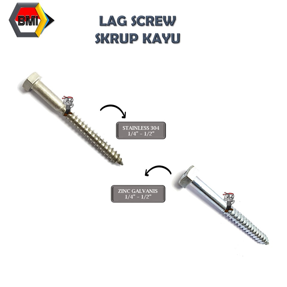 Hex Lag Screw Desk Baut Kayu