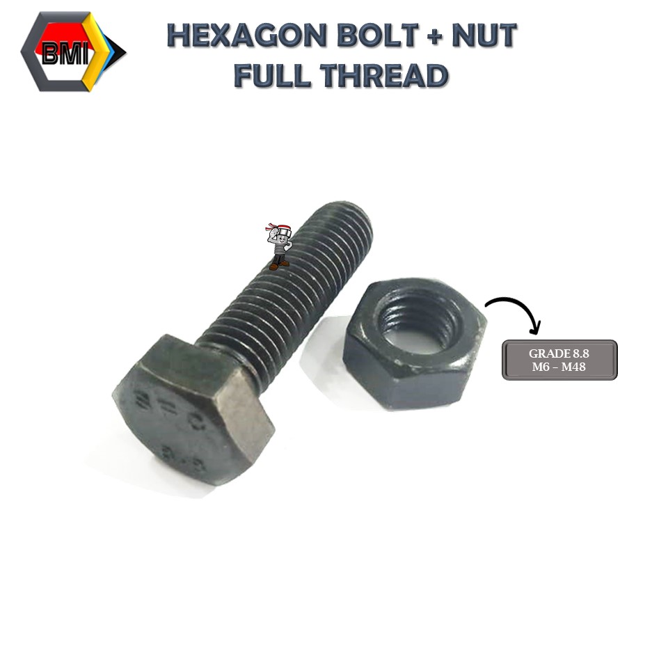 Hex Bolt FT Baut Mur Baja Fulldrat