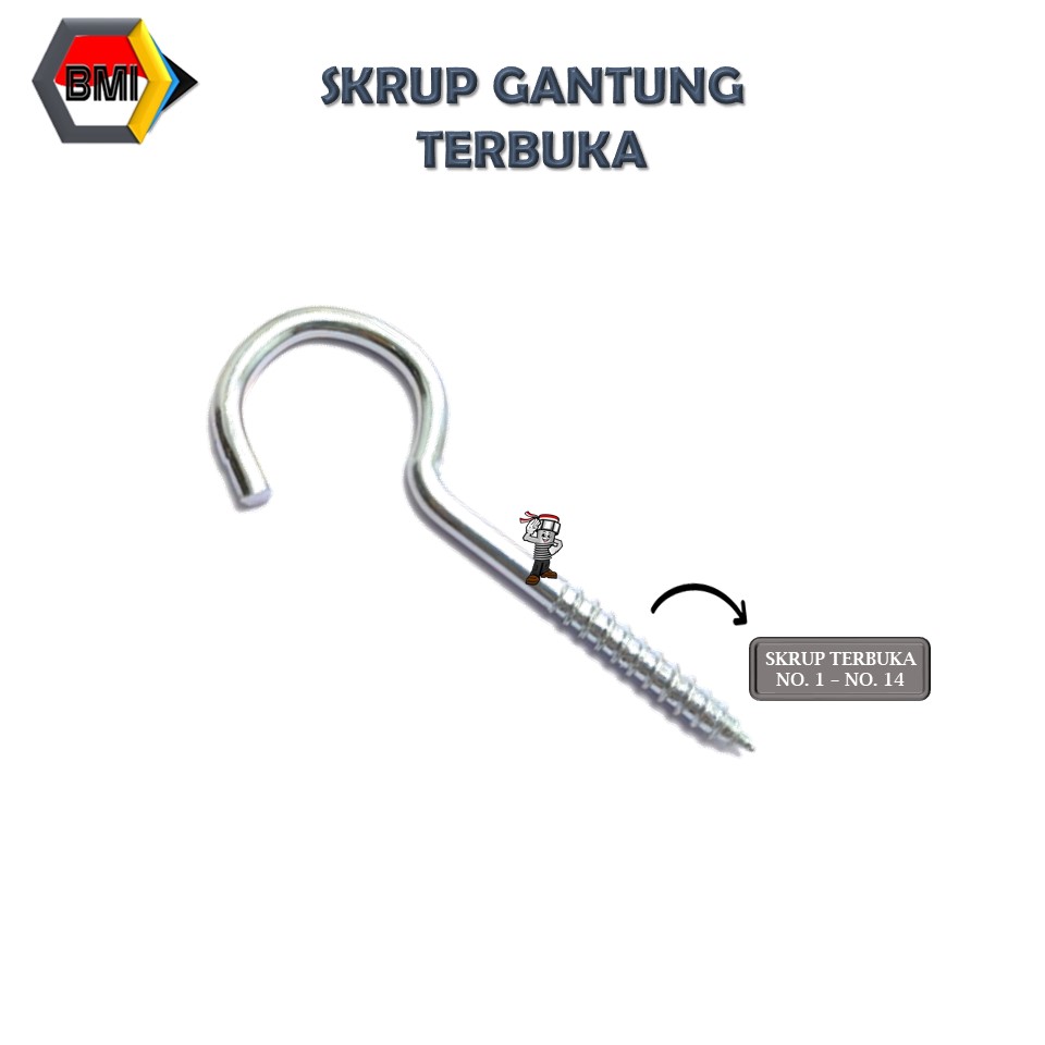 Hook Screw Open Head Sekrup Gantung Terbuka