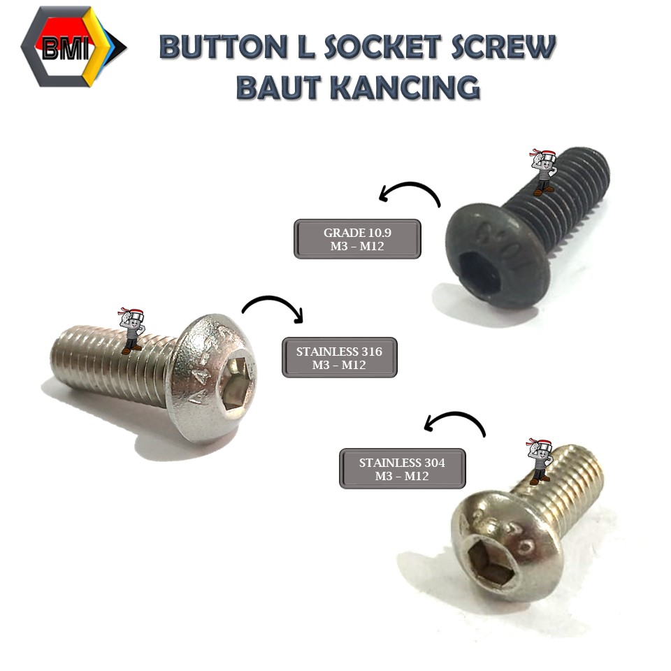 Button Cap Screw Baut Kancing L